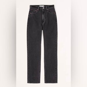Abercrombie and Fitch the ankle straight ultra high-rise black, frayed hem Long